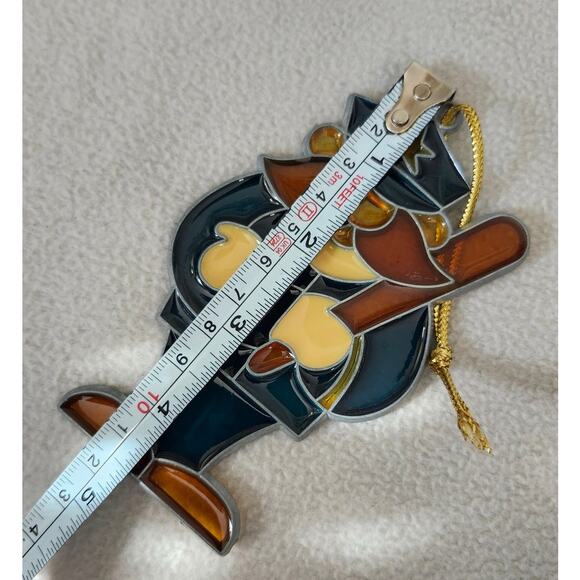 Cartoon Fun Police Man Stain Glass Mustache Billy Club Blue - Picture 4 of 5